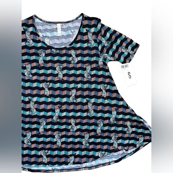 LuLaRoe Womens Small Perfect Tee Disney’s Olaf The Snowman Side Slits Scoop Neck - Picture 7 of 14